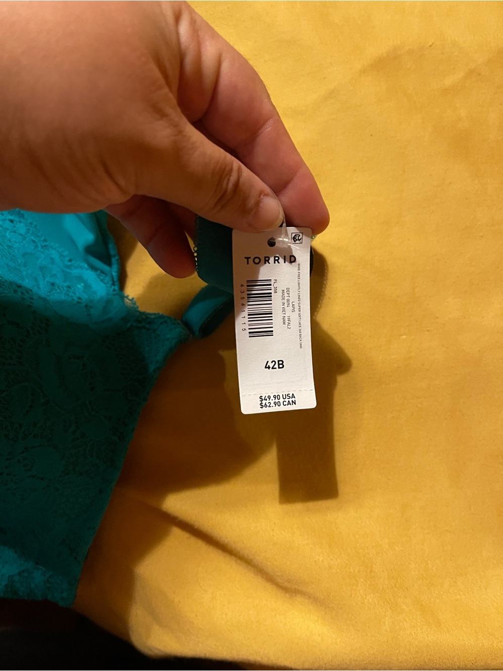 Torrid NWT Teal Lace Bra - 42B